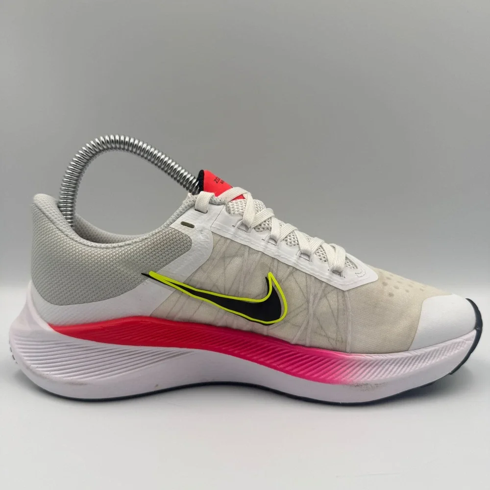 Nike Zoom Winflo 8 Womens Size 5.5 Running Shoes CW3421-100 White Pink Neon